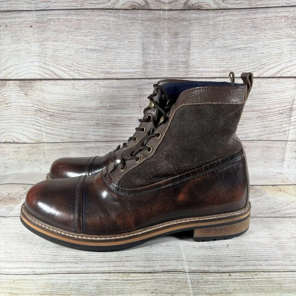 Ben Sherman Rafe Mens Size 7 Boots Leather Lace Up Brown